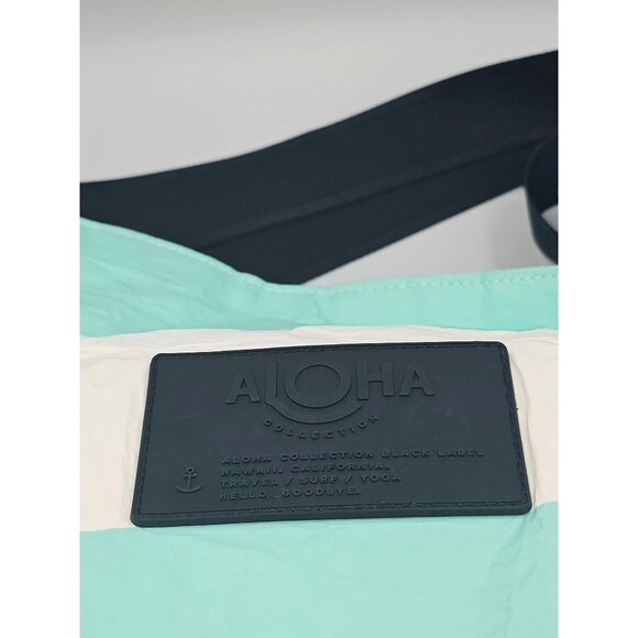 Aloha Collection Women's Aqua White Striped Splash-Proof Tote Bag Sz L 2559 - Picture 8 of 13